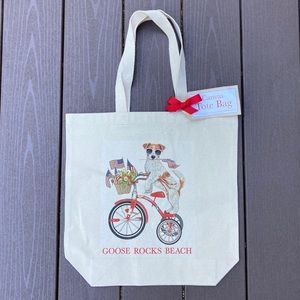 Mary Lake-Thompson Canvas Tote Bag Patriotic Jack Russell Dog Goose Rocks Beach